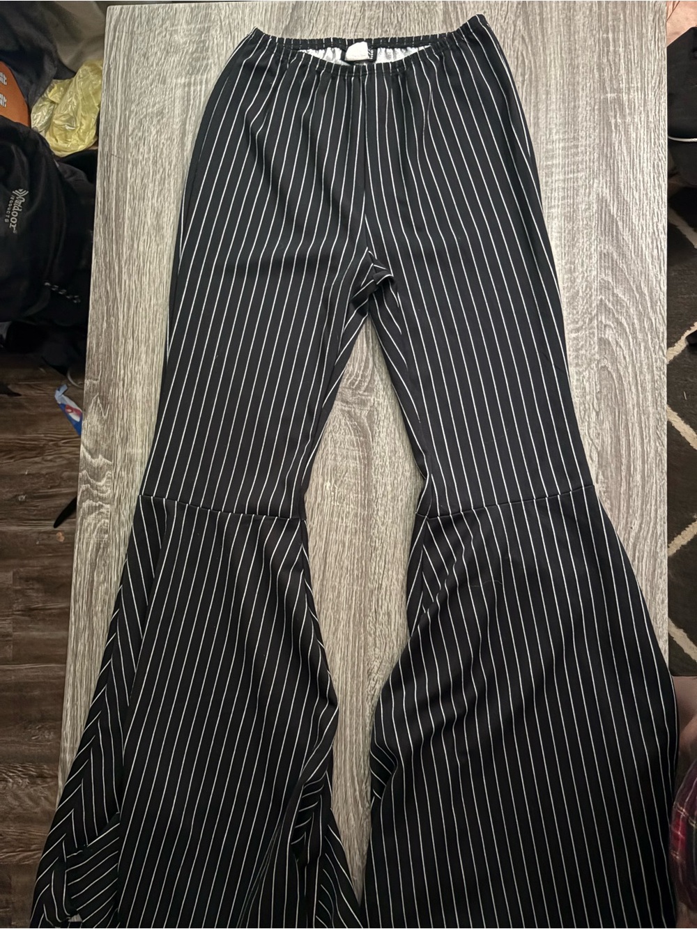 Avenue Black and White Pinstripe Pants - Picture 1 of 7
